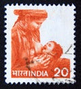 Postage stamp India, 1981. Mother Feeding Child