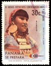 Postage stamp issued in Guinea with the image of San Blas Indian Girl and devoted to XI 11 Central American and Caribbean Games