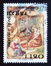 Postage stamp Italy, 1976, Nativity, Taddeo Gaddi Royalty Free Stock Photo