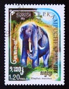 Postage stamp Kampuchea, Cambodia, 1984, Asian Elephant, Elephas maximus