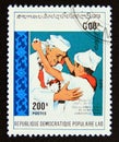 Postage stamp Laos, 1989. India Prime Minister Jawaharlal Nehru