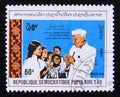 Postage stamp Laos, 1989. Jawaharlal Nehru Indian Statesman