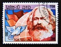 Postage stamp Laos, 1983. Karl Marx, dove Royalty Free Stock Photo