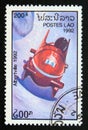 Postage stamp Laos 1992, Olympic Games Bobsledding contestant Royalty Free Stock Photo