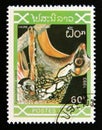 Postage stamp Laos, 1993. Philippine Flying Lemur Cynocephalus volans monkey