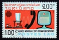 Postage stamp Laos, 1983, Telephone and Telegraph