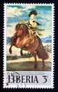 Postage stamp Liberia 1969. Prince Balthasar Carlos on Horseback painting