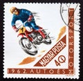 Postage stamp Magyar, Hungary, 1962, Uphill race motorcycle