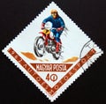Postage stamp Magyar, Hungary, 1962, Uphill race motorcycle
