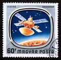 Postage stamp Magyar, Hungary, 1976, Viking satellite in space