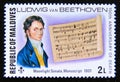 Postage stamp Maldives, 1977. Beethoven Moonlight Sonata and portrait Royalty Free Stock Photo