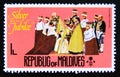 Postage stamp Maldives, 1977. Queen Elizabeth II Coronation ceremony