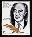 Postage stamp Mexico, 1982. Alfonso Garcia Robles, with a branch of laurel portrait