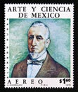 Postage stamp Mexico, 1975. Alfred Auguste Delsescautz DugÃ¨s physician portrait Royalty Free Stock Photo