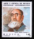 Postage stamp Mexico, 1982. Fray Ãngel MarÃ­a Garibay Kintana philologist portrait