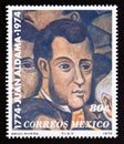 Postage stamp Mexico, 1975. Juan Aldama portrait painting by Diego Rivera