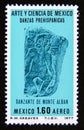 Postage stamp Mexico, 1977. Mount Alban dancer sculpture Royalty Free Stock Photo