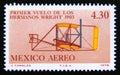Postage stamp Mexico, 1978. Schematic of Wright Brothers Plane Royalty Free Stock Photo