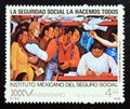 Postage stamp Mexico, 1978. Social Security, people and dove painting