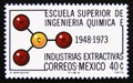 Postage stamp Mexico, 1973. Unsaturated Hydrocarbon Molecule
