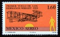 Postage stamp Mexico, 1978. Wright Brothers Plane at Kitty Hawk Royalty Free Stock Photo
