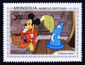 Postage stamp Mongolia 1983. Mickey notices the Sorcerer has left his Cap behind Royalty Free Stock Photo
