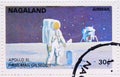Postage stamp Nagaland, India, 1972, Apollo 11 first man on the moon Royalty Free Stock Photo