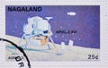 Postage stamp Nagaland, India, 1972, Apollo 16 moon mission Royalty Free Stock Photo