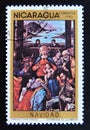 Postage stamp Nicaragua, 1983. Adoration of the kings painting