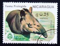 Postage stamp Nicaragua, 1984, baird`s Tapir, Tapirus bairdii