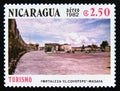 Postage stamp Nicaragua, 1982. Coyotepe Fortress crater, Masaya