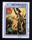 Postage stamp Nicaragua 1989. Freedom Reviving The People painting Royalty Free Stock Photo