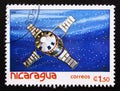 Postage stamp nicaragua, 1982. Satellites, space vehicles