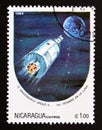 Postage stamp nicaragua, 1984. 15th Anniversary man on the moon Apollo II