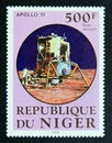 Postage stamp Niger, 1983. Apollo 11 and first man on the moon Royalty Free Stock Photo