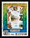 Postage stamp North Korea, 1980. Edmund Hillary and Shri Tenzing Royalty Free Stock Photo