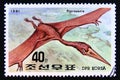 Postage stamp North Korea, 1991. Pterosauria bird prehistoric dinosaur