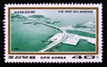 Postage stamp North Korea, 1986. The West Sea Barrage Royalty Free Stock Photo