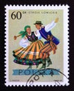 Postage stamp Poland, 1969. Lowicz, Lodz dance costume Royalty Free Stock Photo