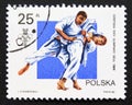 Postage stamp Poland 1988, Olympic Games Judo contestants