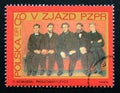 Postage stamp Poland, 1968. Party Members, painting by Felicjan Kowarski