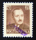 Postage stamp Poland, 1950. President Boleslaw Bierut, Groszy Surcharge