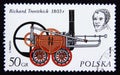 Postage stamp Poland 1976. Richard Trevithic, 1803 steam locomotive