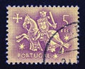 Postage stamp Portugal 1953. Knight on horseback from the seal of King Dinis