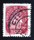 Postage stamp Portugal 1943. Old Caravel sailing ship 15th century
