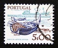 Postage stamp Portugal 1978. Tunny fishing boats and modern trawler Royalty Free Stock Photo