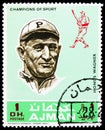 Postage stamp printed in Ajman United Arab Emirates shows Honus Wagner 1874-1955, American baseball shortstop, Athletes V -