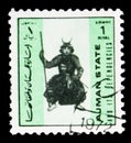 Postage stamp printed in Ajman (United Arab Emirates) shows Samurai - Japan 17th century, serie, circa 1972