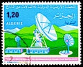 Postage stamp printed in Algeria shows Satellite Earth Station, National Network Of Satellite Telecomunications serie, circa 1975