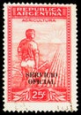 Postage stamp printed in Argentina shows Agriculture, 25 ÃÂ¢ - Argentine centavo, Official serie, circa 1944